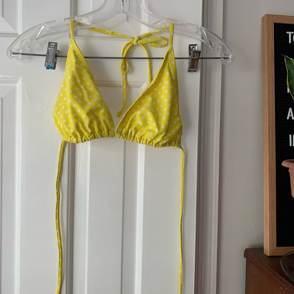 Yellow Polka Dot Bikini Top